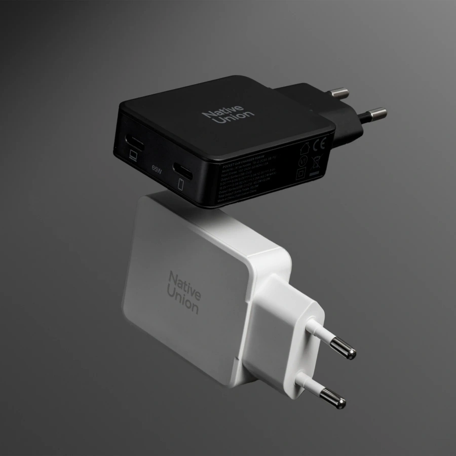Зарядний пристрій Native Union Pocket GaN Charger PD 65W Dual USB-C - White (POCK-PD65-WHT-EU)