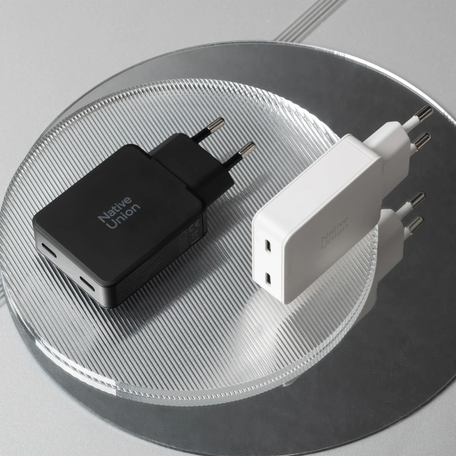 Зарядний пристрій Native Union Pocket GaN Charger PD 65W Dual USB-C - White (POCK-PD65-WHT-EU)