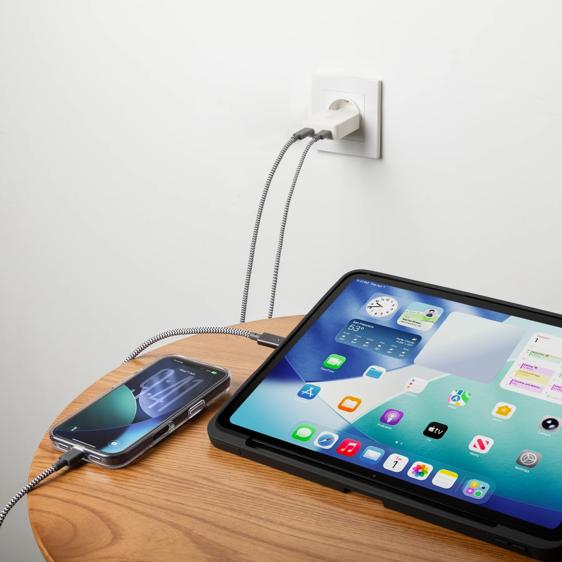 Зарядний пристрій Native Union Pocket GaN Charger PD 65W Dual USB-C - White (POCK-PD65-WHT-EU)