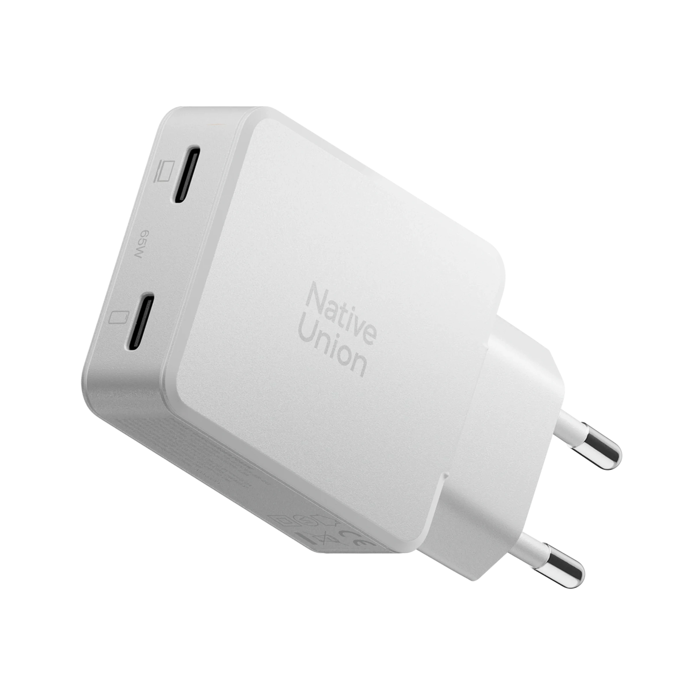 Зарядний пристрій Native Union Pocket GaN Charger PD 65W Dual USB-C - White (POCK-PD65-WHT-EU)