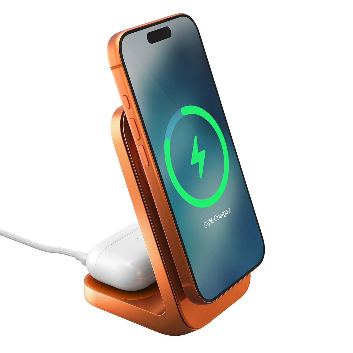 Беспроводное зарядное устройство Nomad Stand One Qi2 25W 2-in-1 Charger - Stellar Orange (NM011178858)