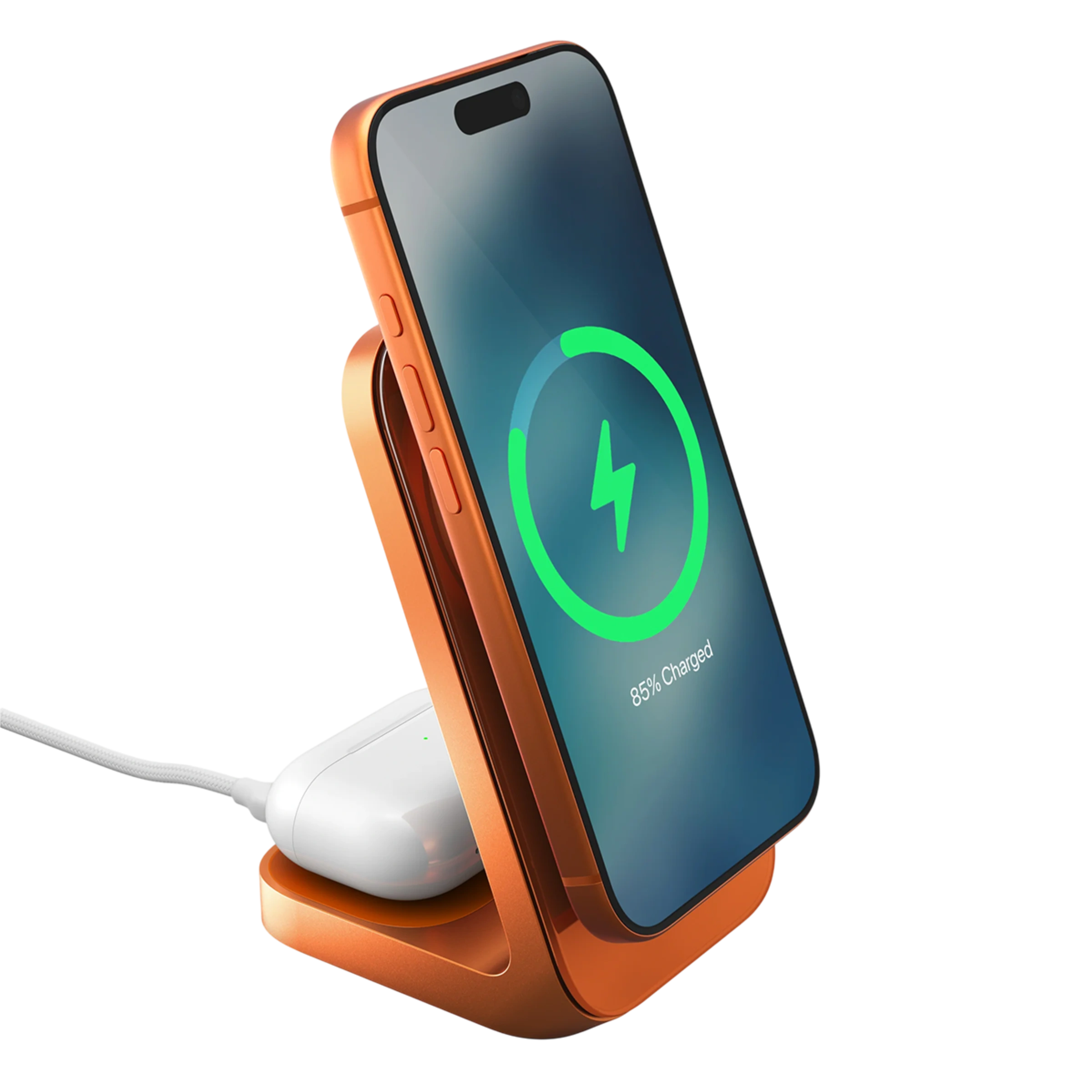 Беспроводное зарядное устройство Nomad Stand One Qi2 25W 2-in-1 Charger - Stellar Orange (NM011178858)