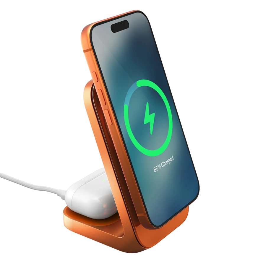 Беспроводное зарядное устройство Nomad Stand One Qi2 25W 2-in-1 Charger - Stellar Orange (NM011178858)