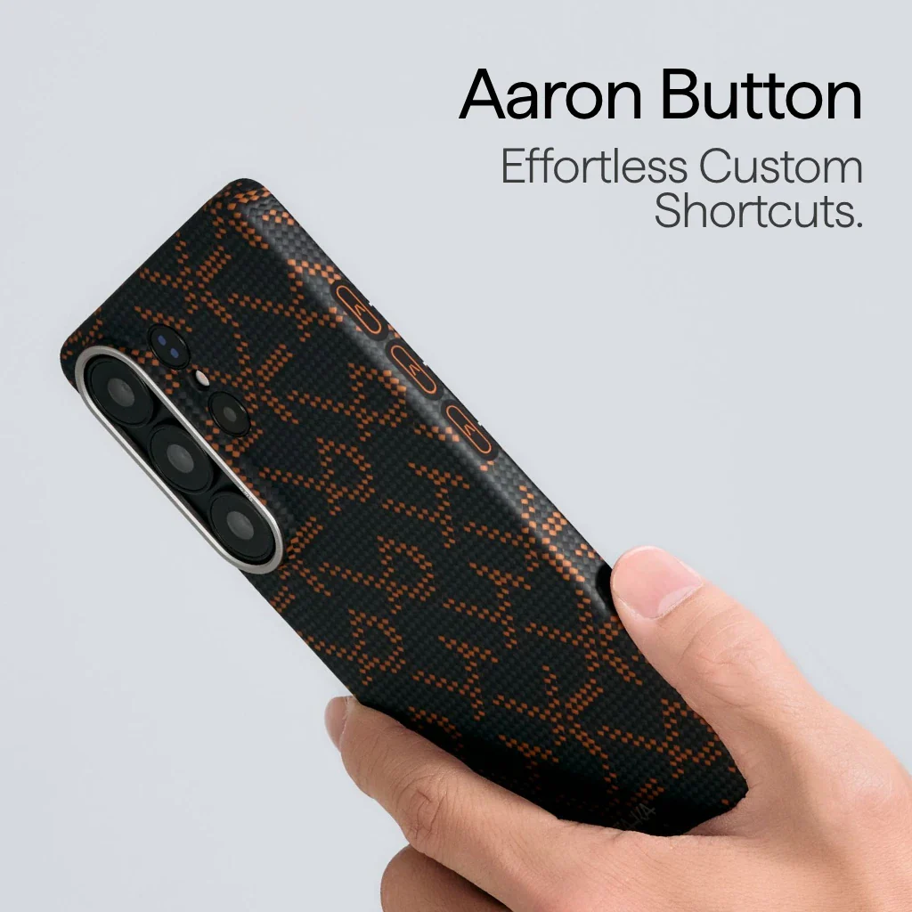 Чехол Pitaka Edge Ultra-Slim Case with Aaron Button for Samsung Galaxy S26 Ultra - Black/Orange (KS2602UPTK)