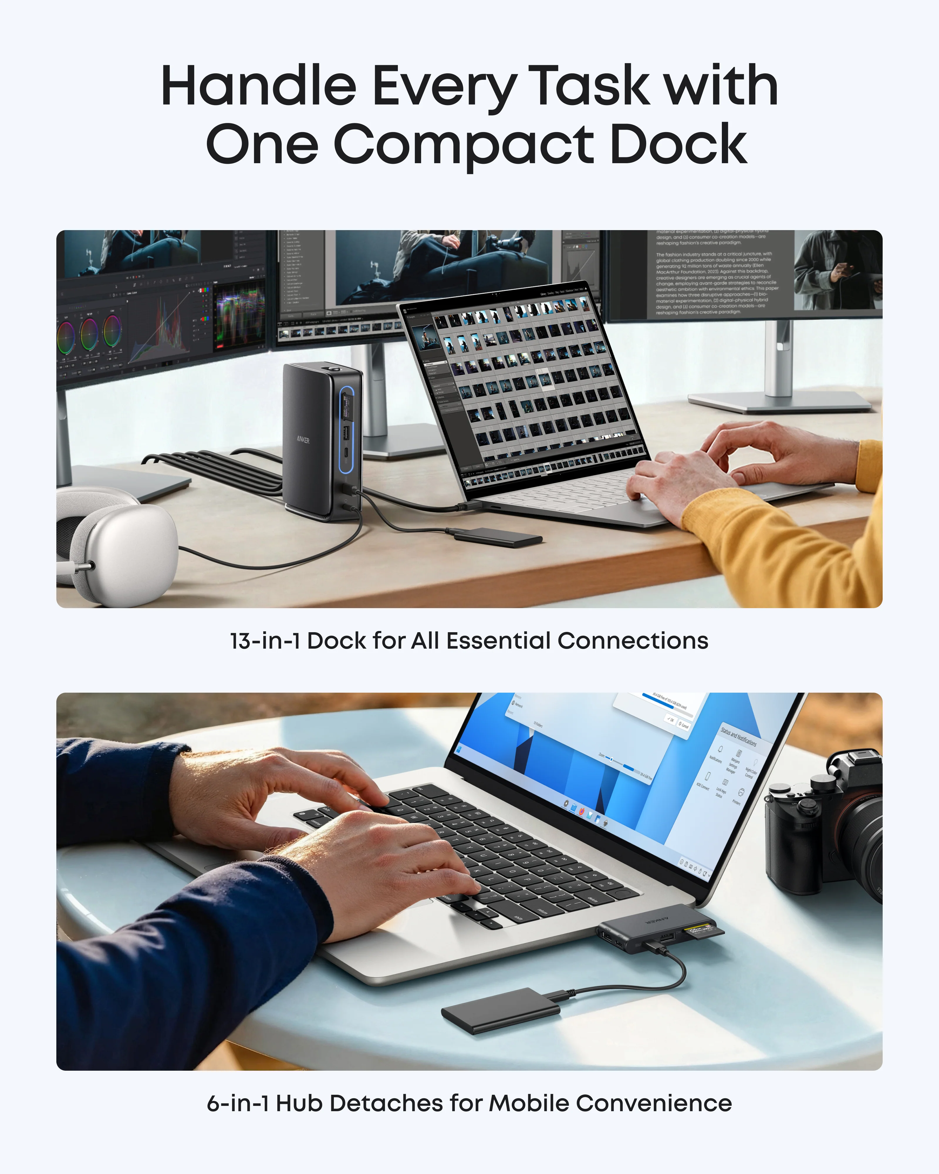 Док-станція Anker Nano Docking Station 13-in-1 Triple Display with Built-In Removable Hub (A83C3311)