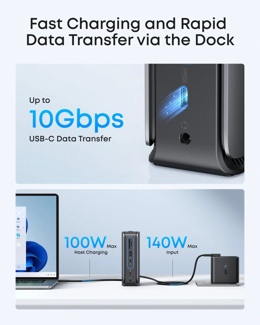 Док-станція Anker Nano Docking Station 13-in-1 Triple Display with Built-In Removable Hub (A83C3311)