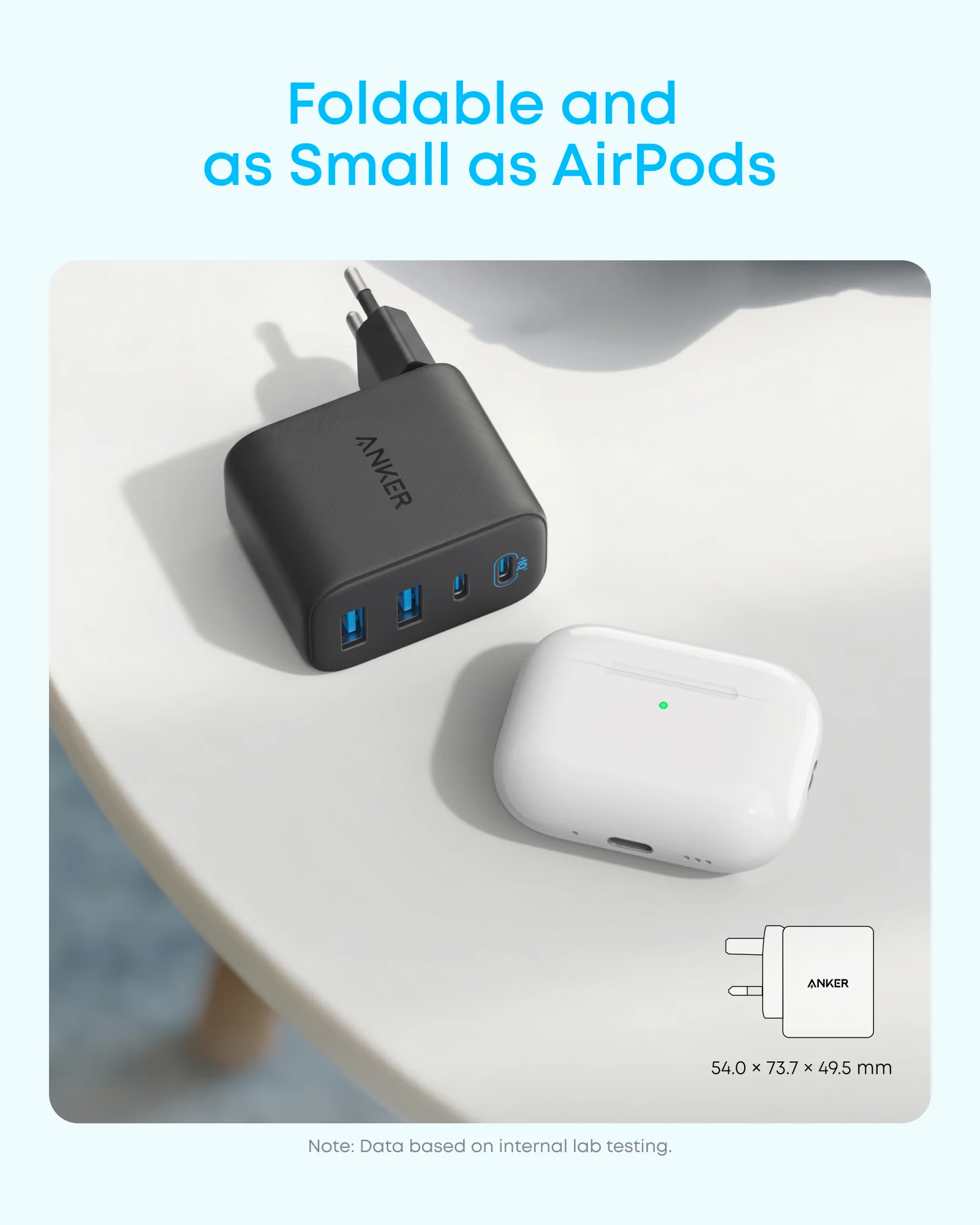 Мережевий зарядний пристрій Anker Zolo Charger 50W 2xUSB-C & 2xUSB-A - Black (A121EG11)