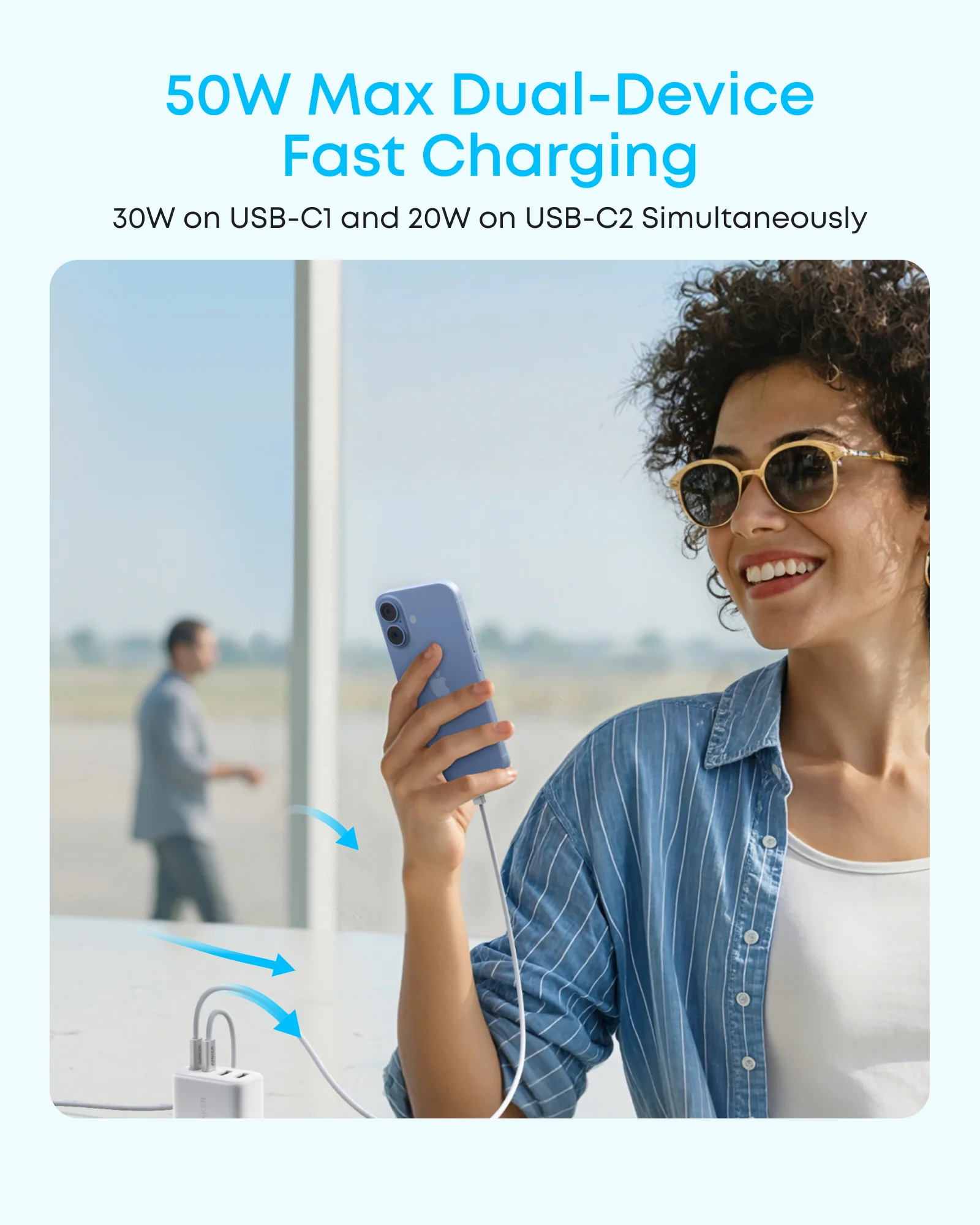 Мережевий зарядний пристрій Anker Zolo Charger 50W 2xUSB-C & 2xUSB-A - White (A121EG21)