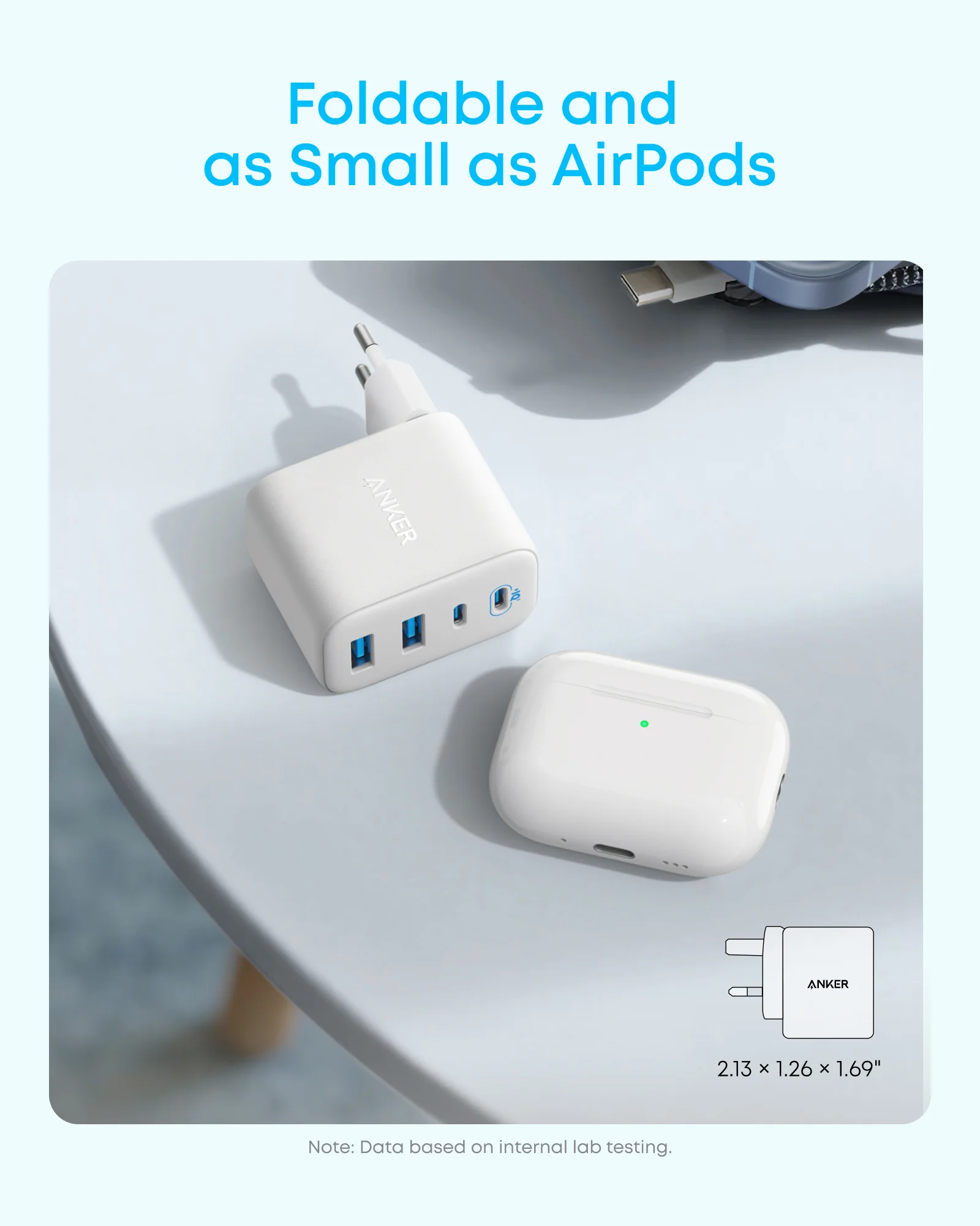 Мережевий зарядний пристрій Anker Zolo Charger 50W 2xUSB-C & 2xUSB-A - White (A121EG21)
