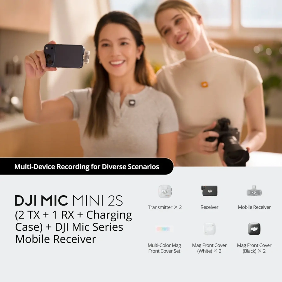 Микрофонная система DJI Mic Mini 2S [2 TX + 1 RX + Charging Case + DJI Mic Series Mobile Receiver]