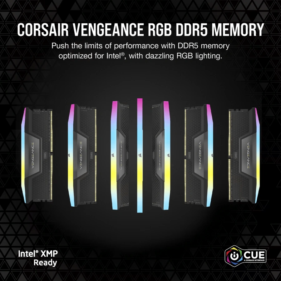 Оперативна пам'ять Corsair Vengeance RGB DDR5 32GB 2×16GB 6000 MHz CL32 (CMH32GX5M2B6000C32)