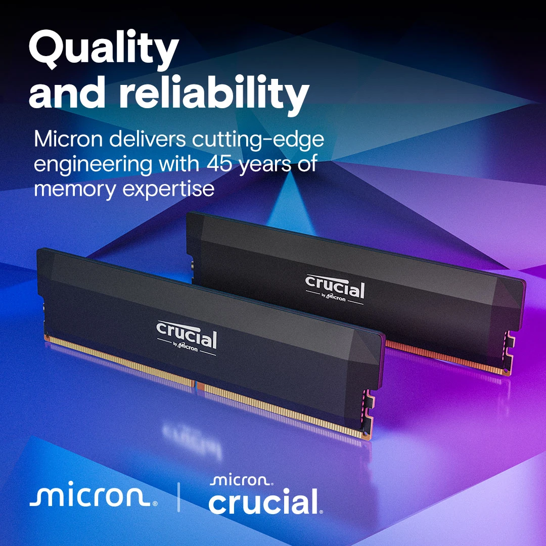 Оперативна пам'ять Crucial Pro DDR5 32GB 2×16GB 6000 MHz CL36 (CP2K16G60C36U5B)