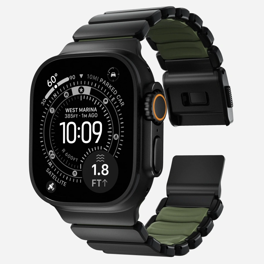 Ремінець Nomad Stratos Band Black Hardware для Apple Watch 46mm/49mm - Forest (NM009575858)