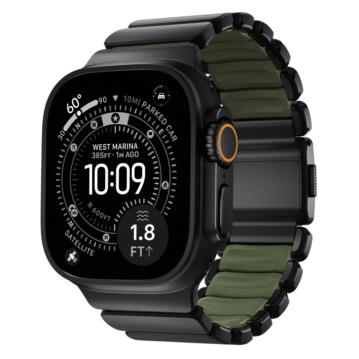 Ремінець Nomad Stratos Band Black Hardware для Apple Watch 46mm/49mm - Forest (NM009575858)