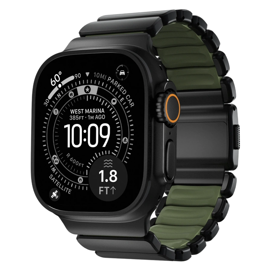 Ремінець Nomad Stratos Band Black Hardware для Apple Watch 46mm/49mm - Forest (NM009575858)
