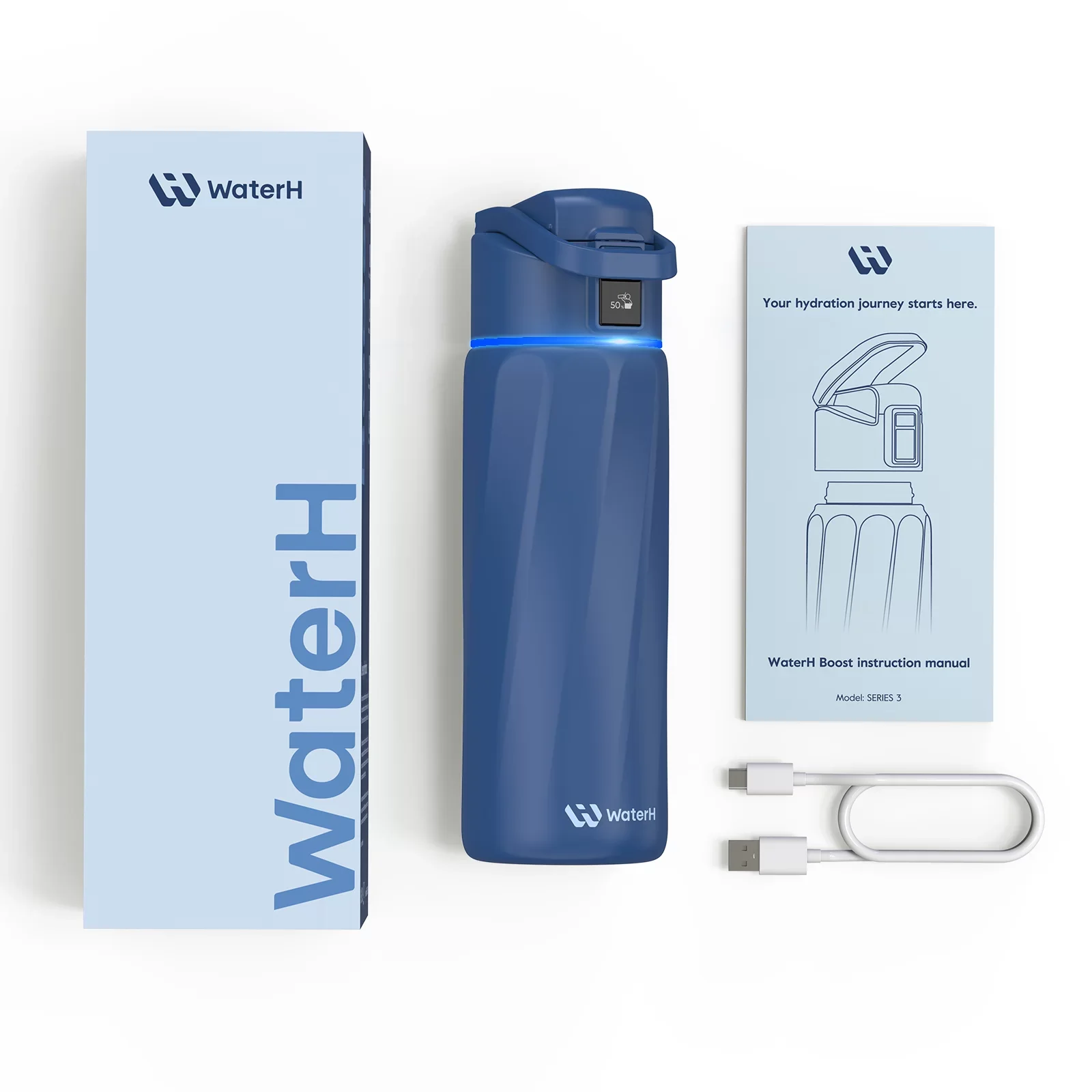 Умная бутылка для воды WaterH BOOST 24oz/710ml - Blue (B003-24OZ-MB)
