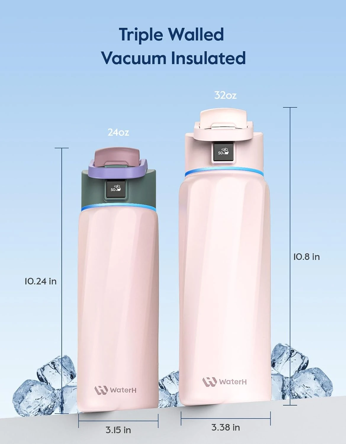 Умная бутылка для воды WaterH BOOST 24oz/710ml - Pink (B003-24OZ-FP)