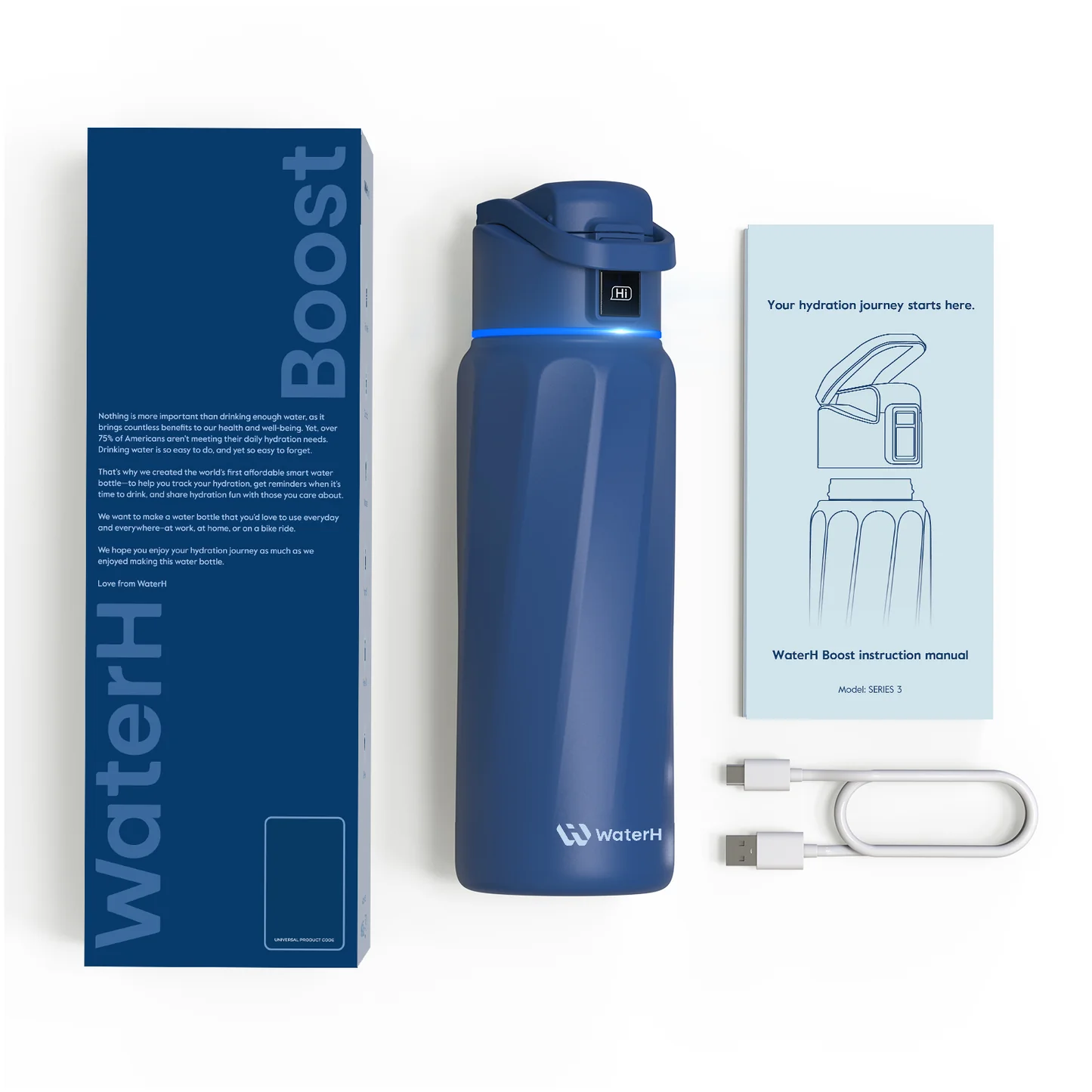 Умная бутылка для воды WaterH BOOST 32oz/946ml - Blue (B003MB)