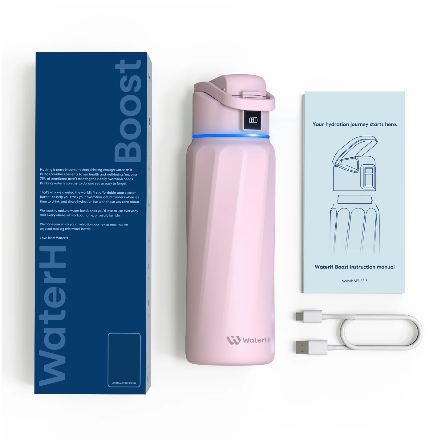 Умная бутылка для воды WaterH BOOST 32oz/946ml - Pink (B003PK)