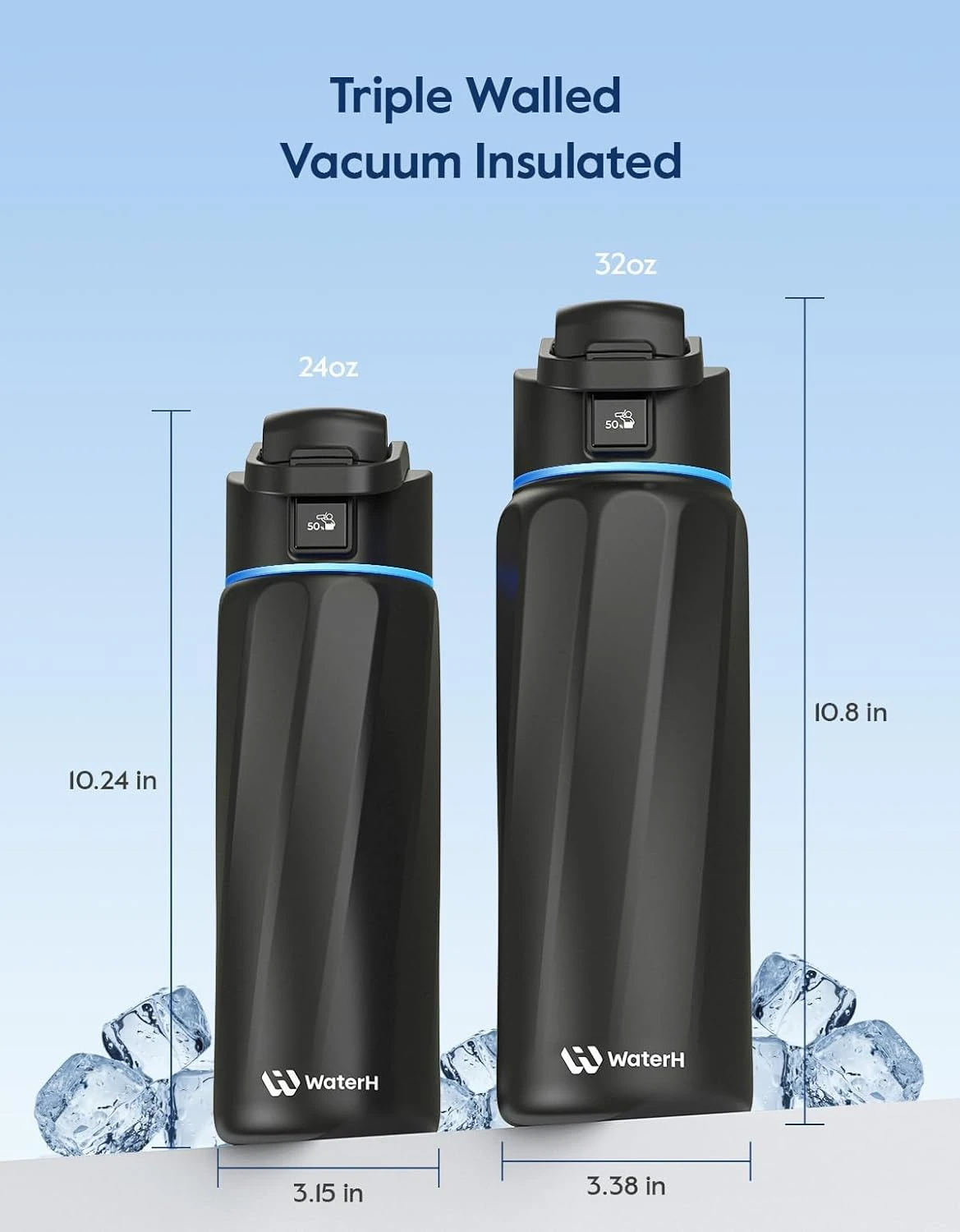 Умная бутылка для воды WaterH BOOST 24oz/710ml - Black (B003-24OZ-BK)