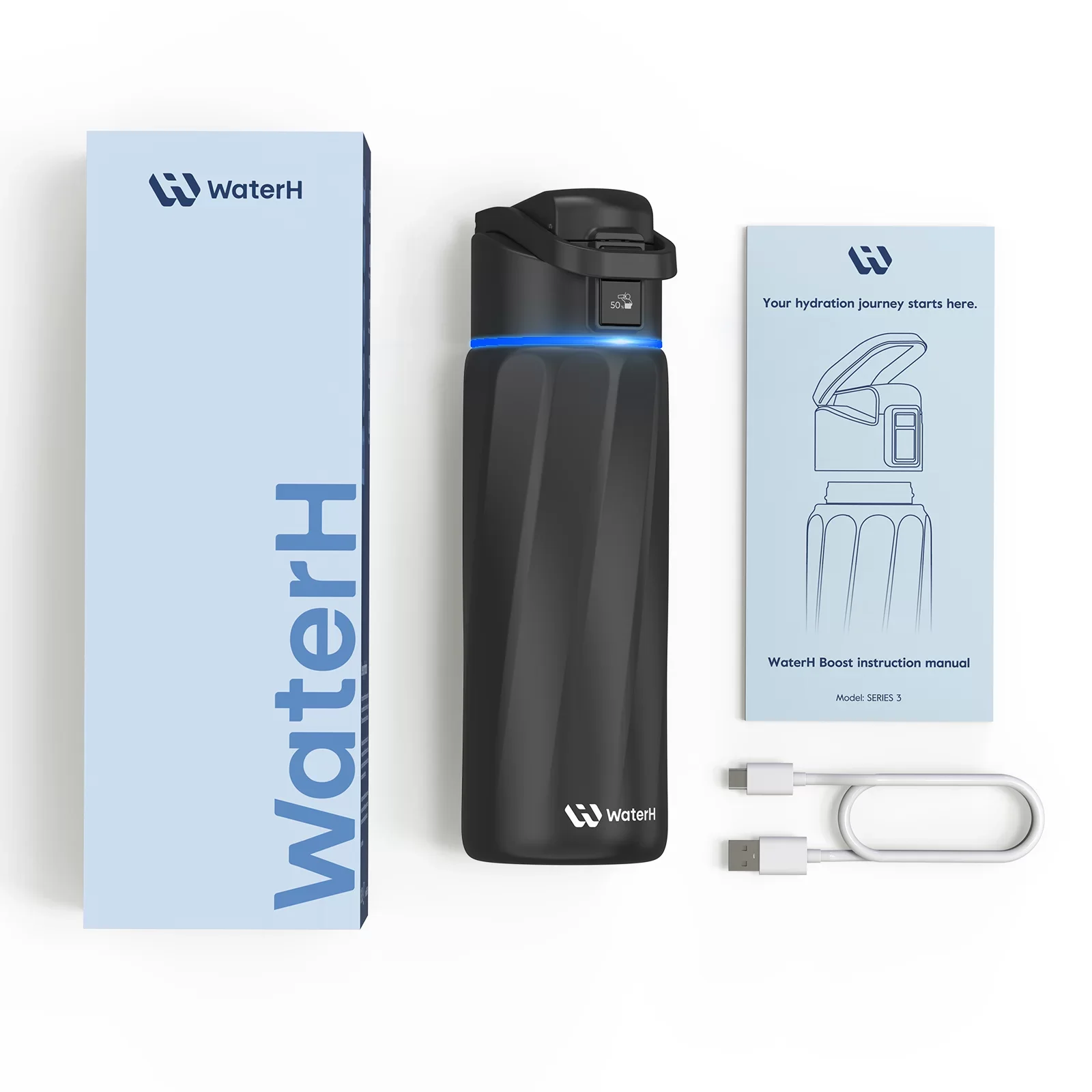 Умная бутылка для воды WaterH BOOST 24oz/710ml - Black (B003-24OZ-BK)
