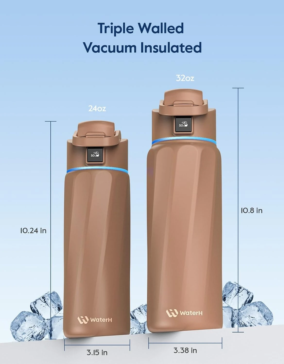 Умная бутылка для воды WaterH BOOST 24oz/710ml - Brown (B003-24OZ-MS)