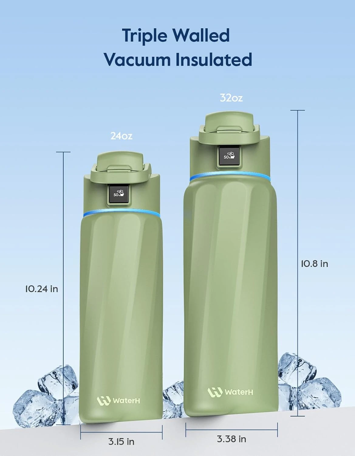 Умная бутылка для воды WaterH Boost 24oz/710ml - Green