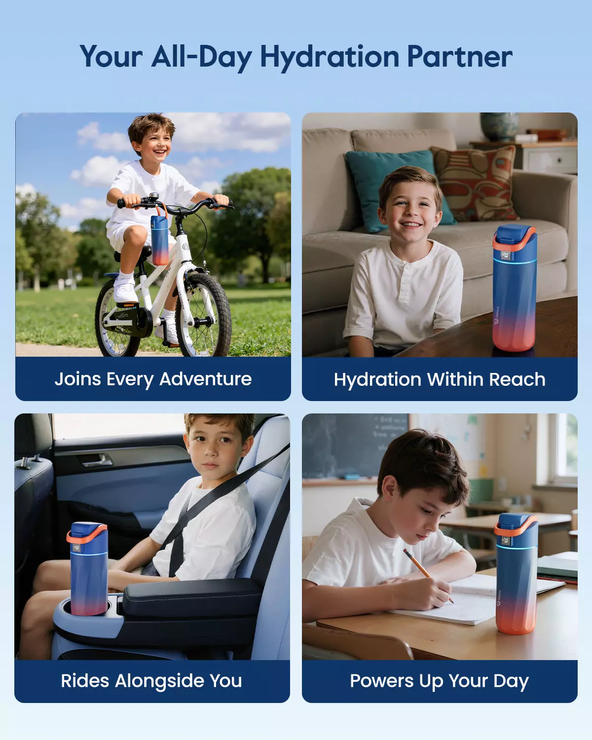 Умная бутылка для воды WaterH Kids 16oz/473ml - Orange (B003-MA-16oz-GOB-NA-WH)