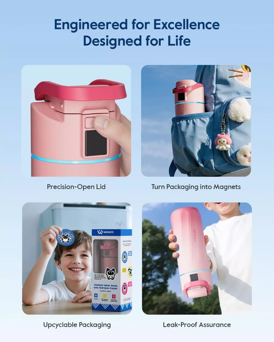 Умная бутылка для воды WaterH Kids 16oz/473ml - Pink (B003-MA-16oz-GRP-NA-WH)