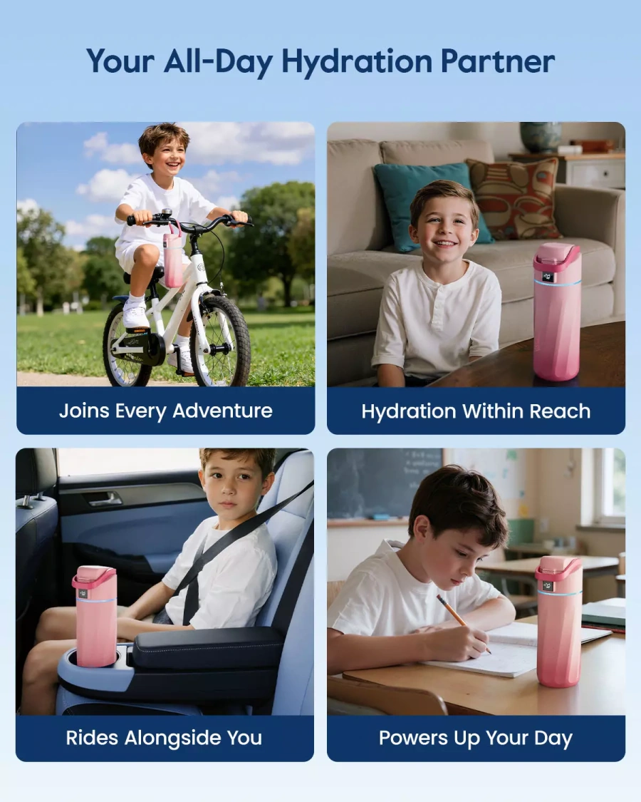 Умная бутылка для воды WaterH Kids 16oz/473ml - Pink (B003-MA-16oz-GRP-NA-WH)