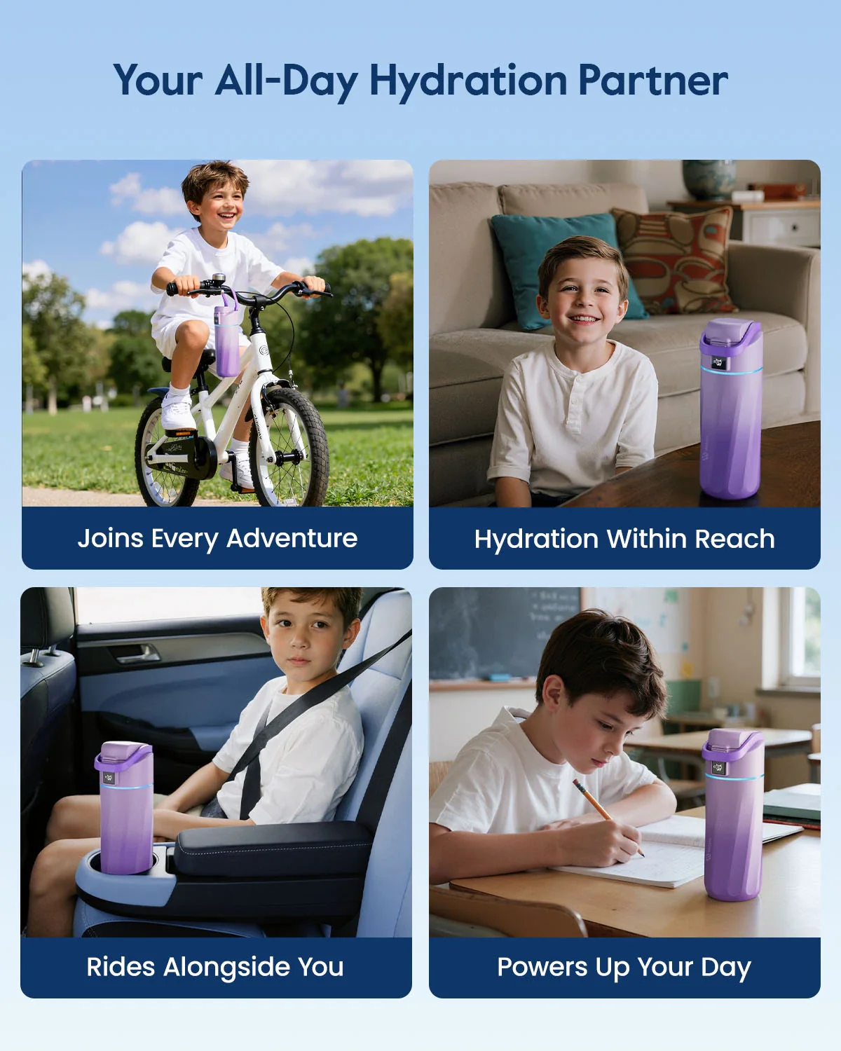 Умная бутылка для воды WaterH Kids 16oz/473ml - Purple (B003-MA-16oz-GPL-NA-WH)