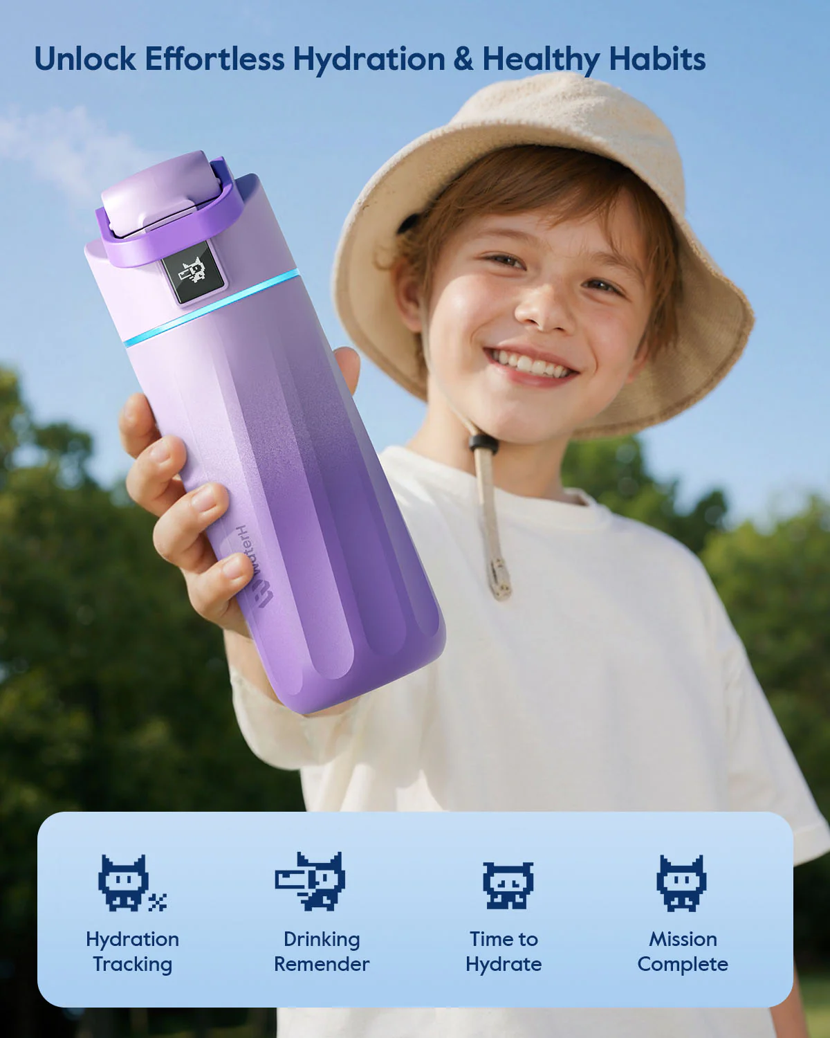 Умная бутылка для воды WaterH Kids 16oz/473ml - Purple (B003-MA-16oz-GPL-NA-WH)