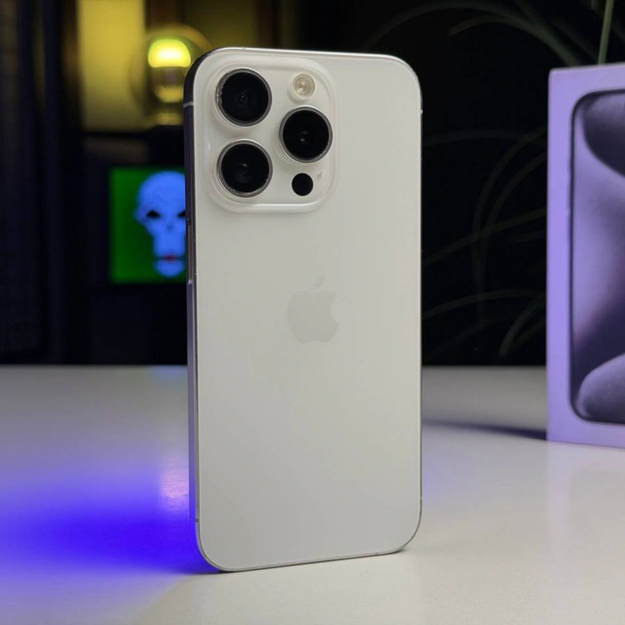 ВЖИВАНИЙ Б/У Apple iPhone 15 Pro 1TB White Titanium (MTVD3) - Состояние: хороший | Аккумулятор: 100% | Комплектация: полный | Гарантия: 3 мес.