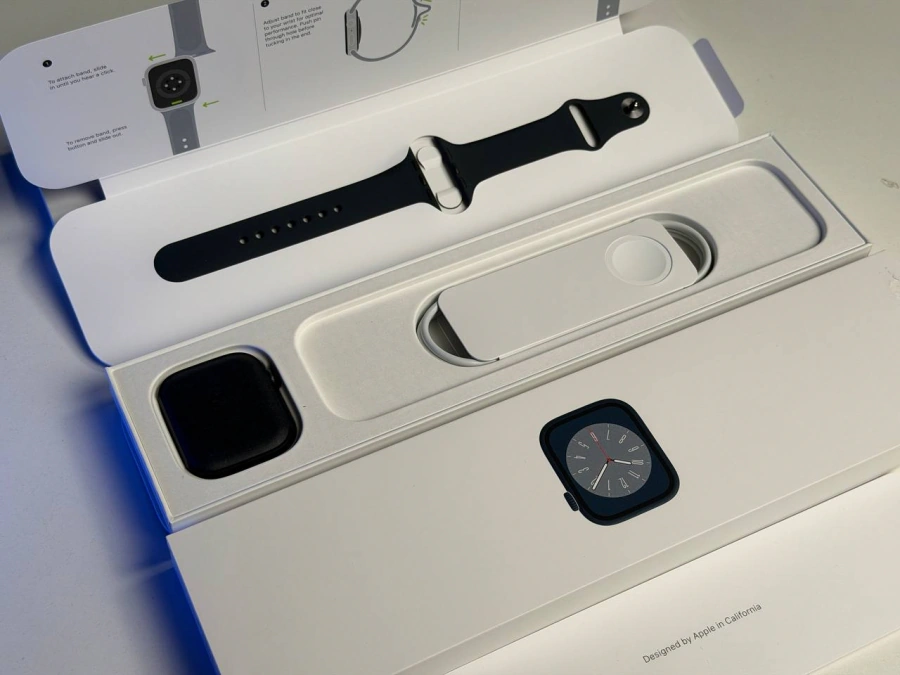 ВИТРИННЫЙ Apple Watch Series 8 GPS 45mm Midnight Aluminum Case with Midnight Sport Band - S/M (MNUJ3) - Состояние: идеальный | Аккумулятор: 100% | Комплектация: полный | Гарантия: 3 мес.