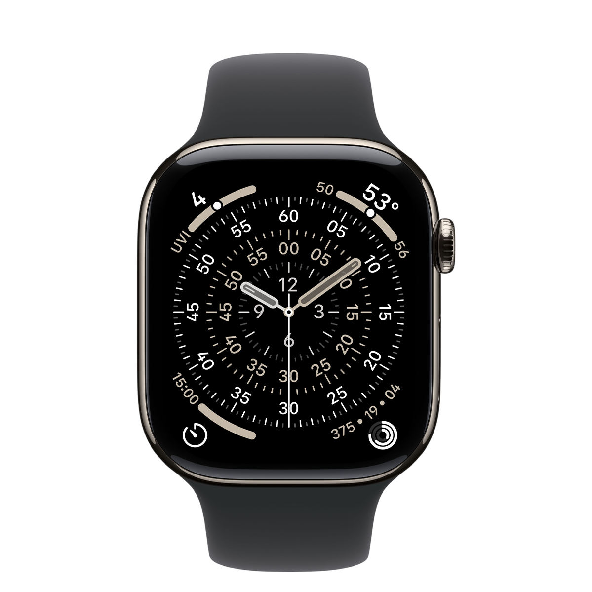 Apple Watch Series 11 GPS + Cellular 46mm Natural Titanium Case with Black Sport Band - M/L (MFAY4+MXM43)