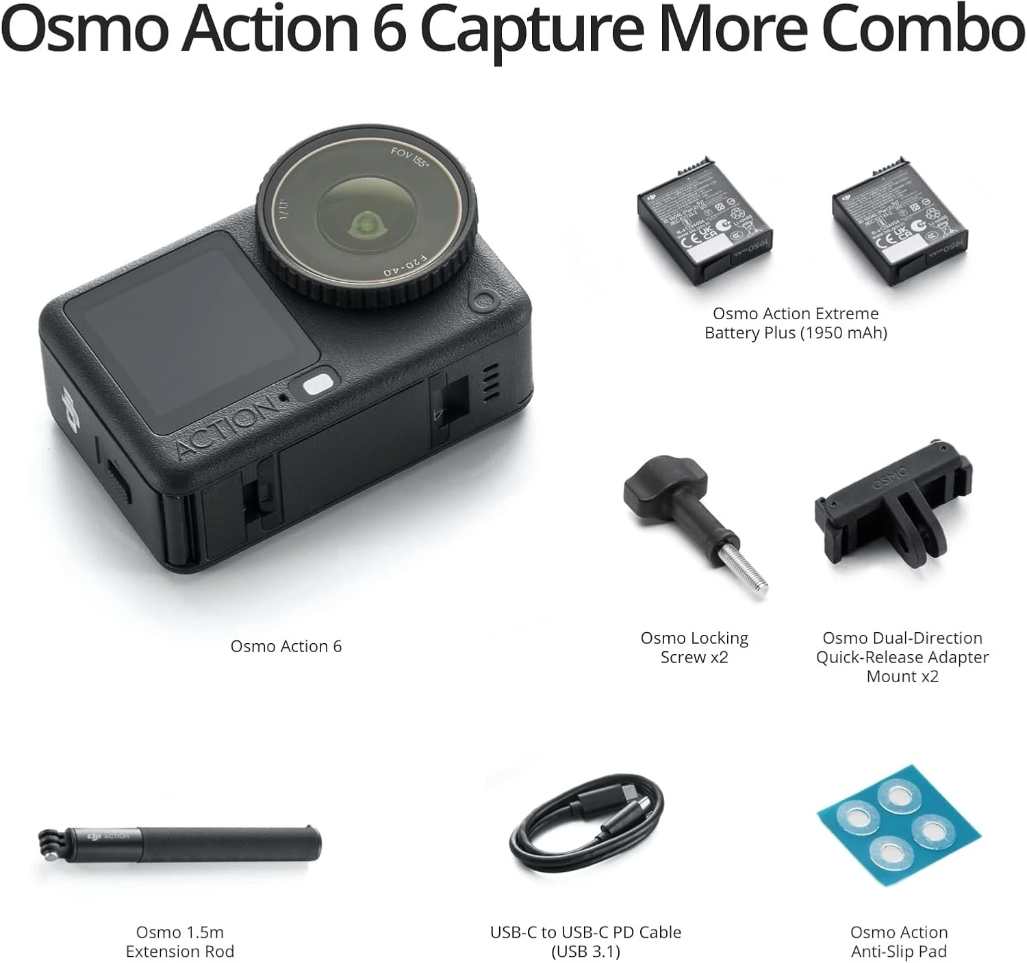 Экшн-камера DJI Osmo Action 6 Capture More Combo (CP.OS.00000627.01)