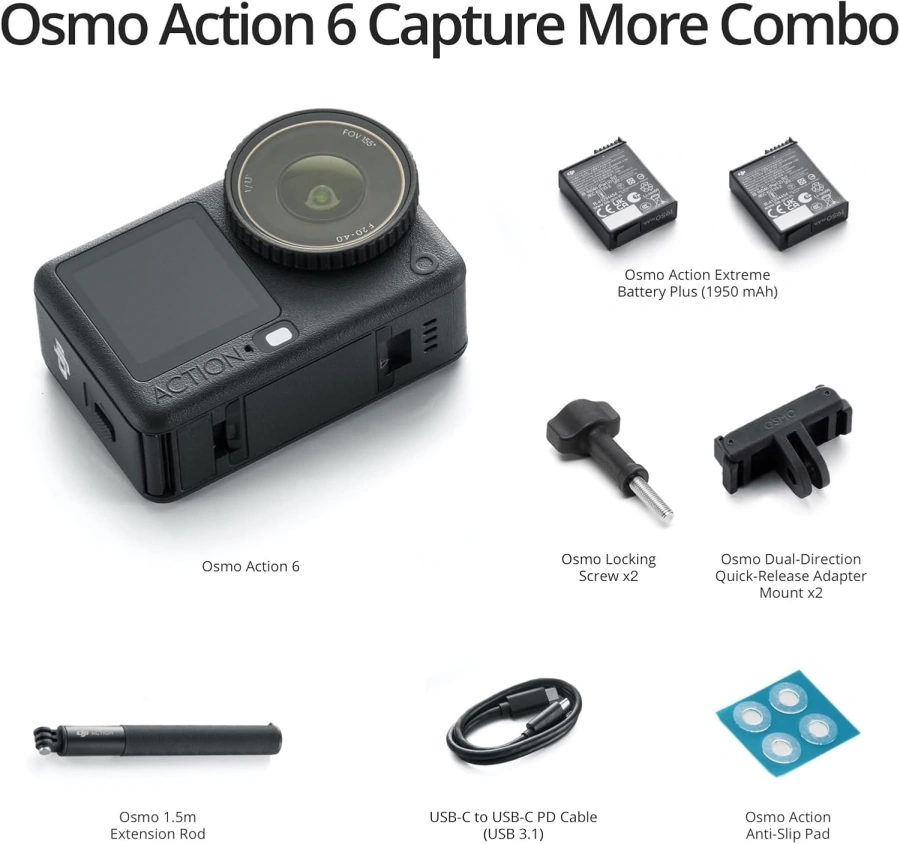 Экшн-камера DJI Osmo Action 6 Capture More Combo (CP.OS.00000627.01)