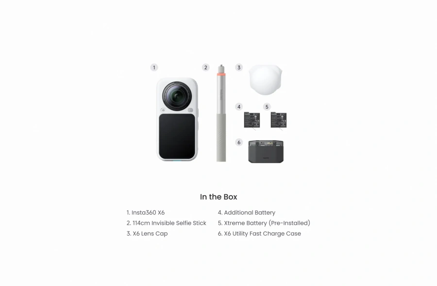 Екшн-камера Insta360 X6 Essentials Bundle - Arctic White (CINSABXA-X604)