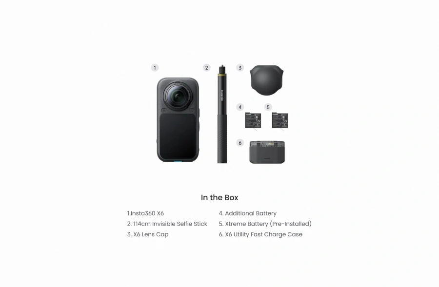 Екшн-камера Insta360 X6 Essentials Bundle - Midnight Black (CINSABXA-X603)