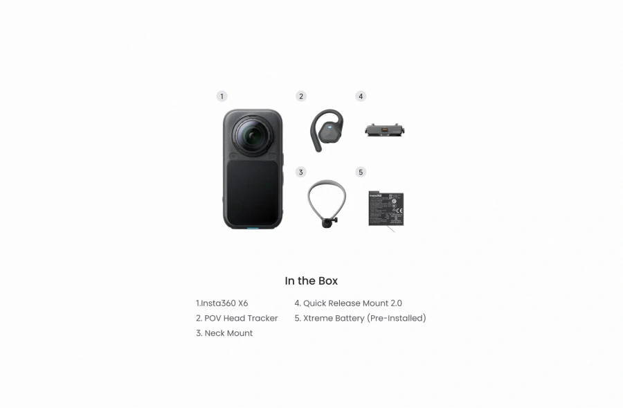 Экшн-камера Insta360 X6 POV Bundle - Midnight Black