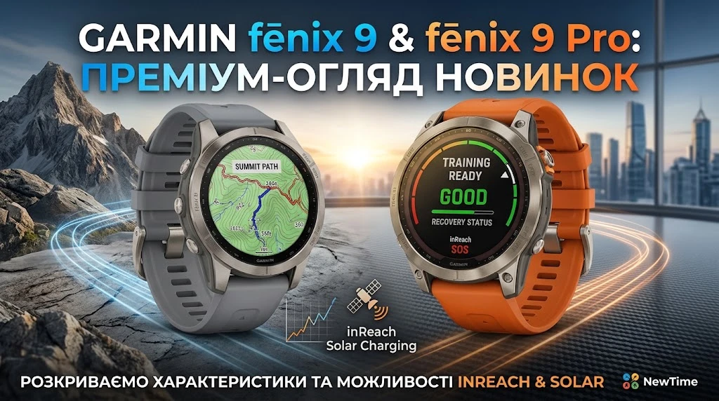 Garmin Fenix 9 та Fenix 9 Pro: AMOLED-дисплеї, титан та супутниковий зв'язок inReach