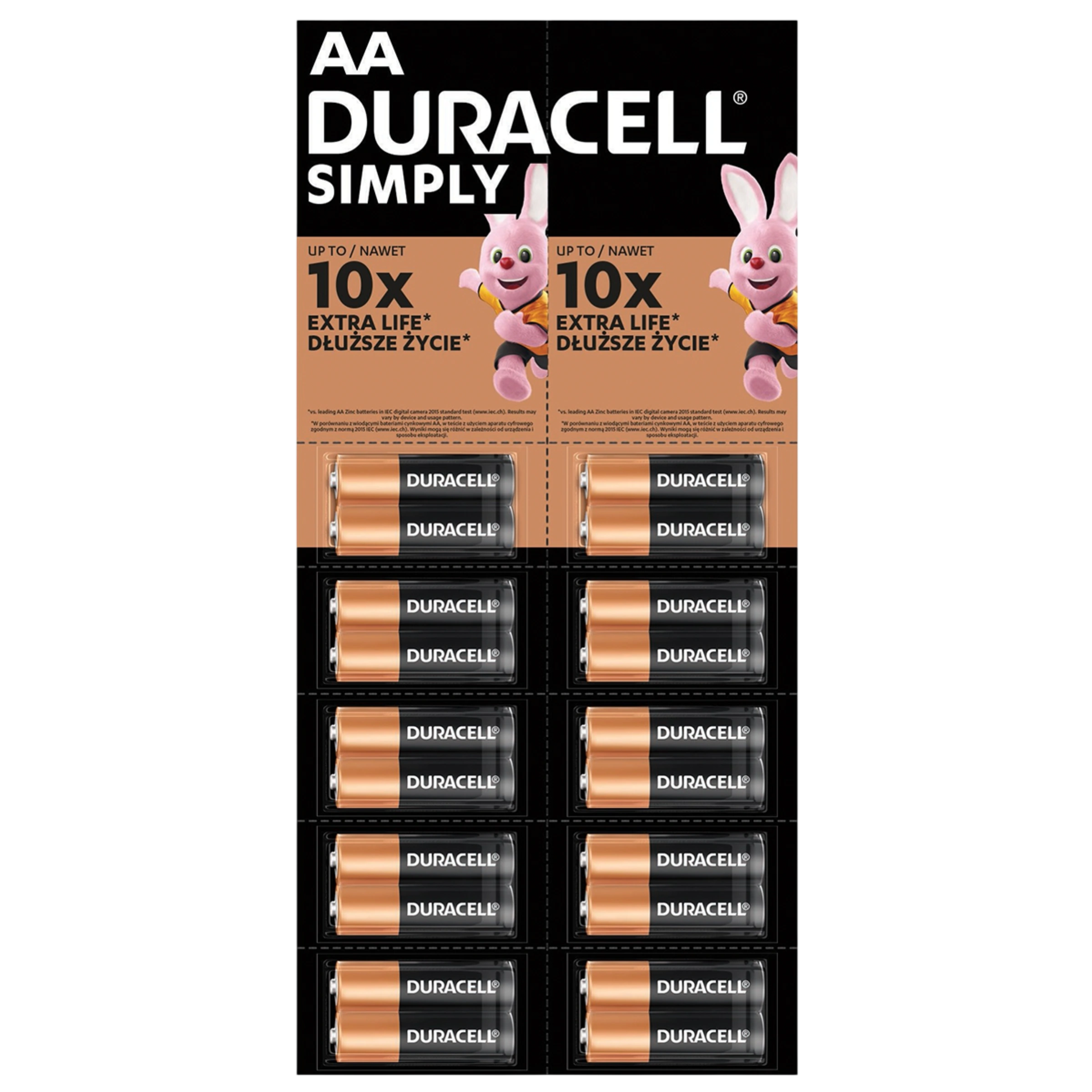 Лужні батарейки Duracell Simply AA LR06 MN1500 - відривний плакат 2×10 шт [20 шт] (5020426)