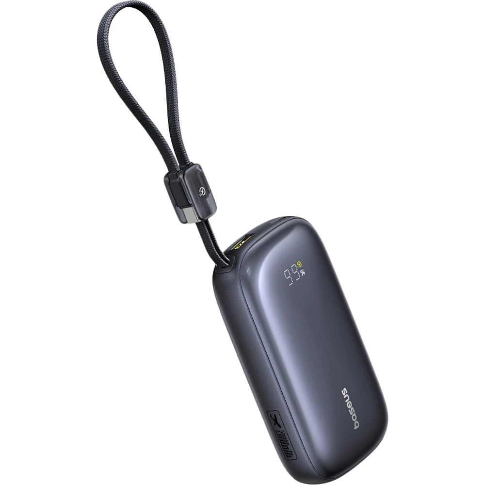 Павербанк с кабелем-ремешком Baseus EnerFill FC21 Qpow 3 Ultra Power Bank 20000mAh 22.5W - Cosmic Black (E0027M00)
