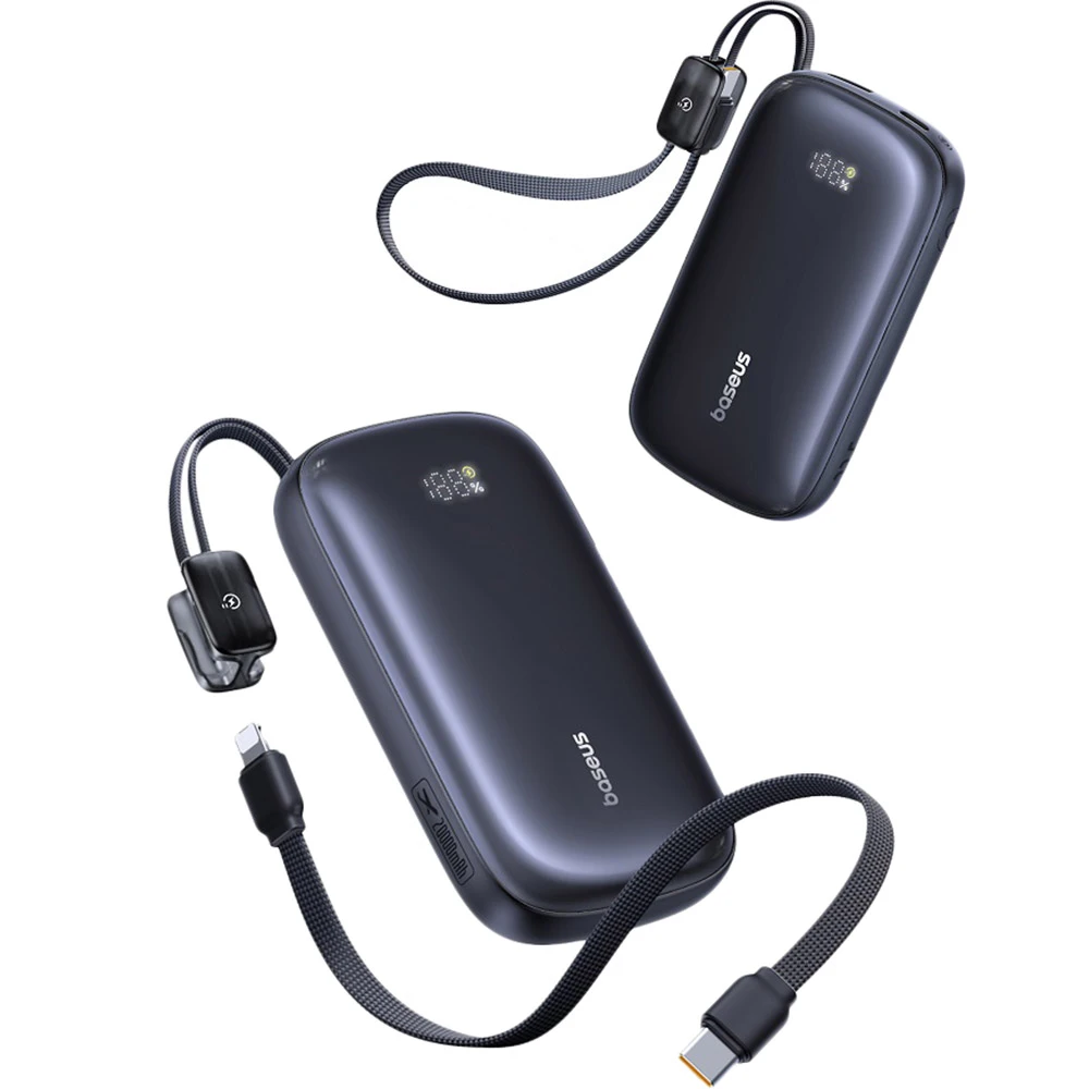 Павербанк с кабелем-ремешком Baseus EnerFill FC21 Qpow 3 Ultra Power Bank 20000mAh 22.5W - Cosmic Black (E0027M00)