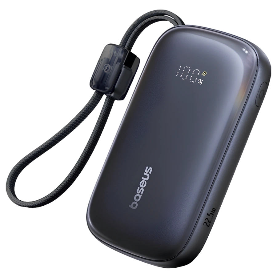 Павербанк с кабелем-ремешком Baseus EnerFill FC21 Qpow 3 Ultra Power Bank 20000mAh 22.5W - Cosmic Black (E0027M00)