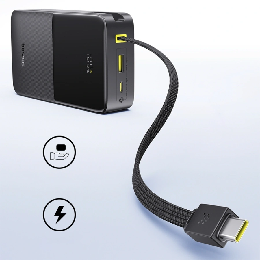 Павербанк со встроенным кабелем Baseus EnerFill FC51 Bipow 2 Pro Power Bank 20000mAh 22.5W - Cosmic Black (E0027701)