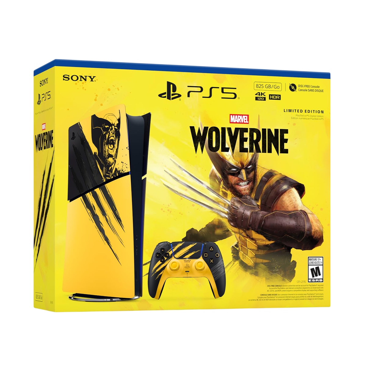 Стаціонарна ігрова приставка Sony PlayStation 5 Slim Digital Edition 825GB - Marvel’s Wolverine Battle Yellow Limited Edition Bundle
