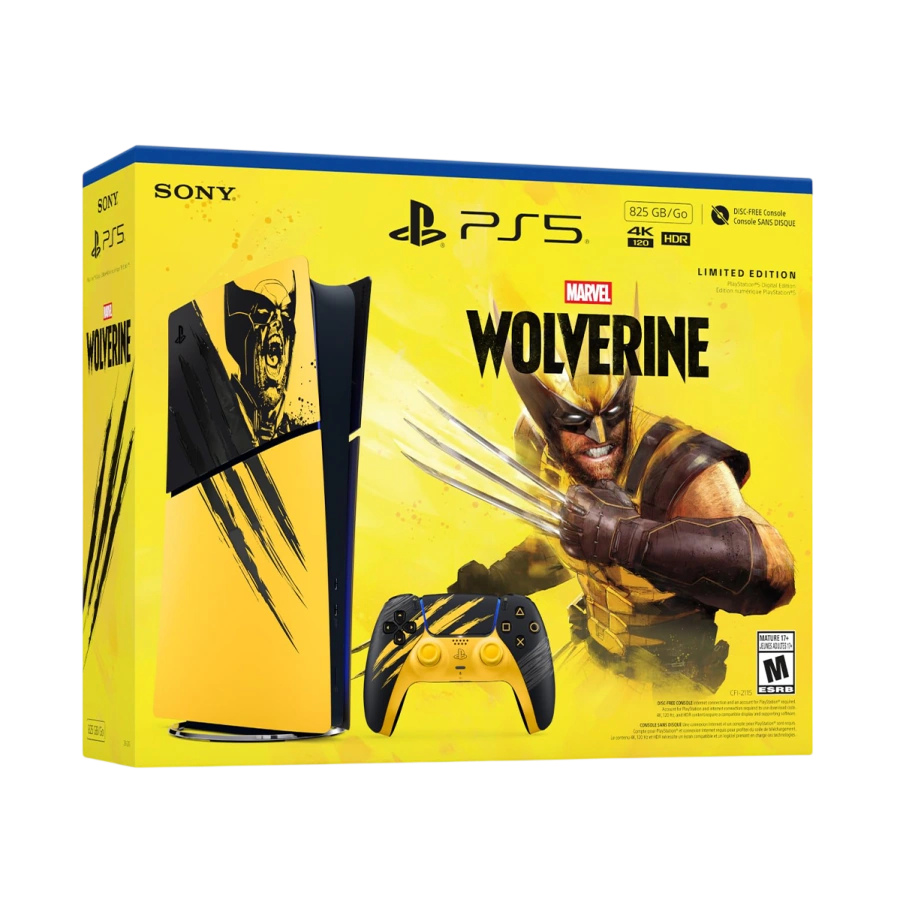 Стаціонарна ігрова приставка Sony PlayStation 5 Slim Digital Edition 825GB - Marvel’s Wolverine Battle Yellow Limited Edition Bundle