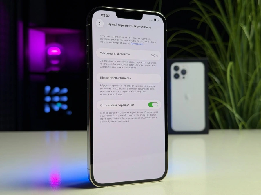 ВЖИВАНИЙ Б/У Apple iPhone 13 Pro Max 128GB Silver (MLKM3, MLL73) - Состояние: хороший | Аккумулятор: 100% | Комплектация: полный | Гарантия: 3 мес.