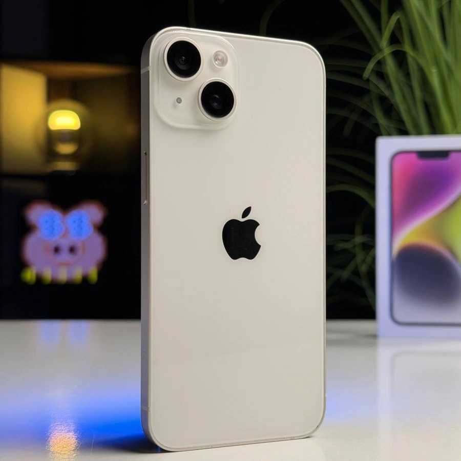 ВЖИВАНИЙ Б/У Apple iPhone 14 256GB Starlight (MPW43) - Состояние: хороший | Аккумулятор: 100% | Комплектация: полный | Гарантия: 3 мес.